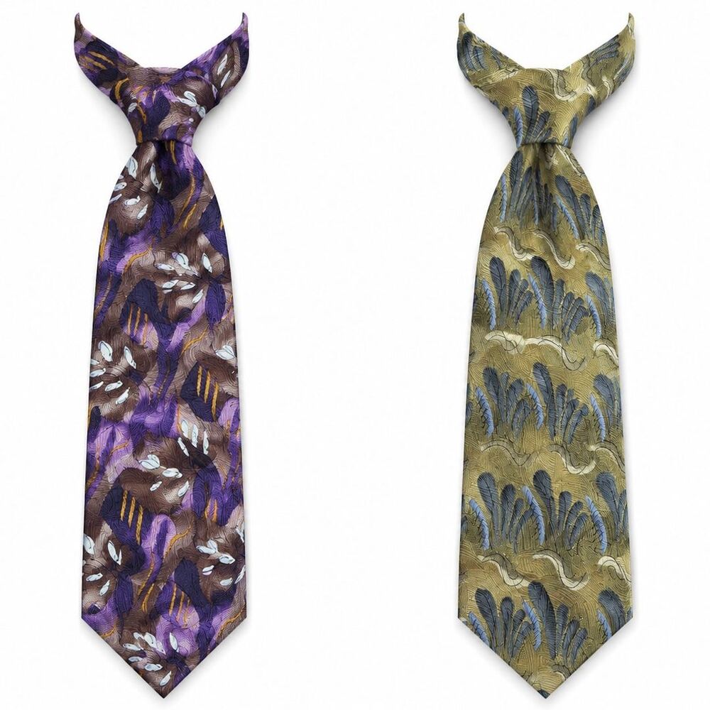 J. Garcia Limited Edition Silk Abstract Tie Lot 2 – Purple & Brown Woven